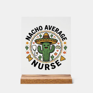 Panneau En Acrylique Conception de chemise de fête de cactus d'infirmiè