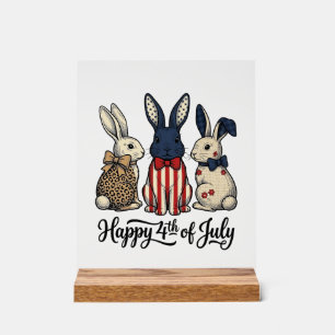 Panneau En Acrylique Conception de chemise de lapin patriotique du 4 ju