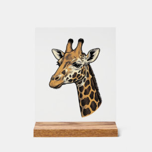 Panneau En Acrylique Conception de chemise de portrait de girafe gravur