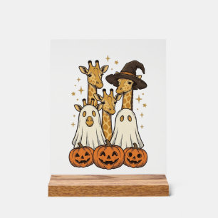 Panneau En Acrylique Conception de chemise fantôme de girafe de Hallowe