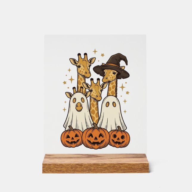 Panneau En Acrylique Conception de chemise fantôme de girafe de Hallowe (Recto)