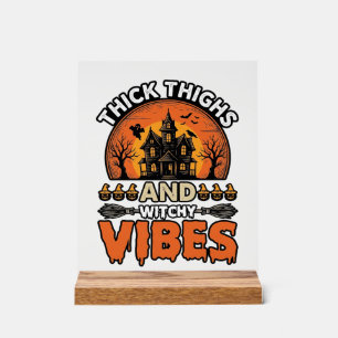 Panneau En Acrylique Conception de chemise Halloween Thick Thighs Witch