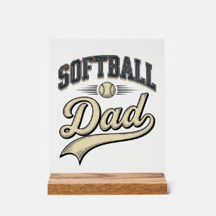 Panneau En Acrylique Conception de chemise pour papa de softball vintag
