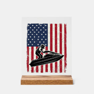 Panneau En Acrylique Conception de chemise vectorielle vintage jet ski