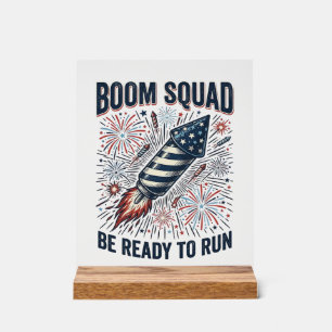 Panneau En Acrylique Conception de chemise vintage Boom Squad Feu d'art
