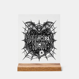 Panneau En Acrylique Conception de chemise vintage Halloween Night Bat