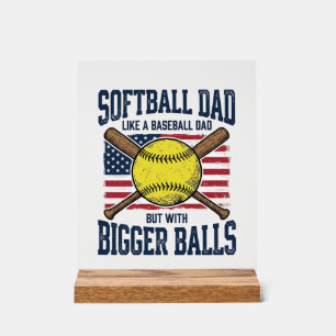 Panneau En Acrylique Conception de chemise Vintage Softball Dad Bigger