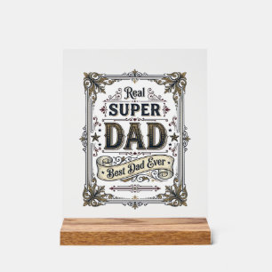 Panneau En Acrylique Conception de chemise Vintage Super Papa Meilleur