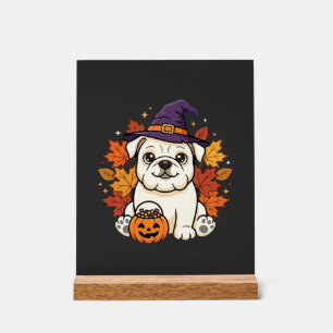 Panneau En Acrylique Conception de chien de citrouille d'Halloween de B