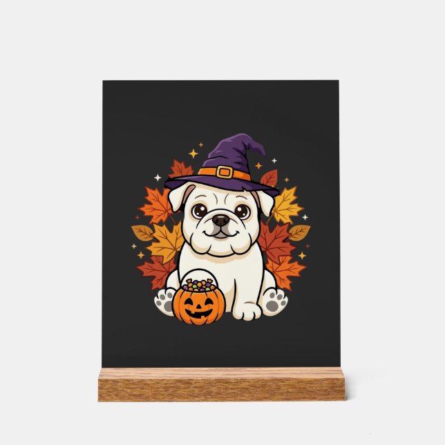 Panneau En Acrylique Conception de chien de citrouille d'Halloween de B (Recto)