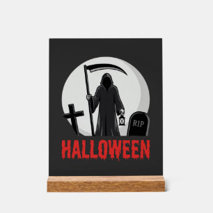 Panneau En Acrylique Conception de cimetière de la Faucheuse Halloween