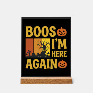 Panneau En Acrylique Conception de cimetière rétro Boos d'Halloween, je