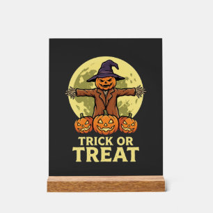 Panneau En Acrylique Conception de citrouille épouvantail d'Halloween T