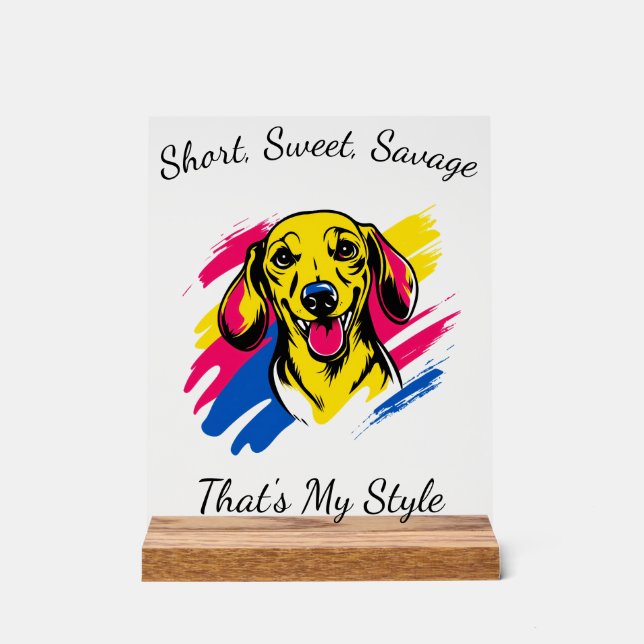Panneau En Acrylique Conception de dachshund en pop art personnalisable (Recto)