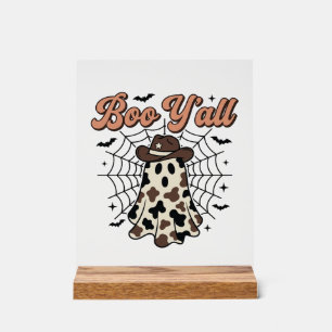 Panneau En Acrylique Conception de fantôme occidental Halloween Boo Yal
