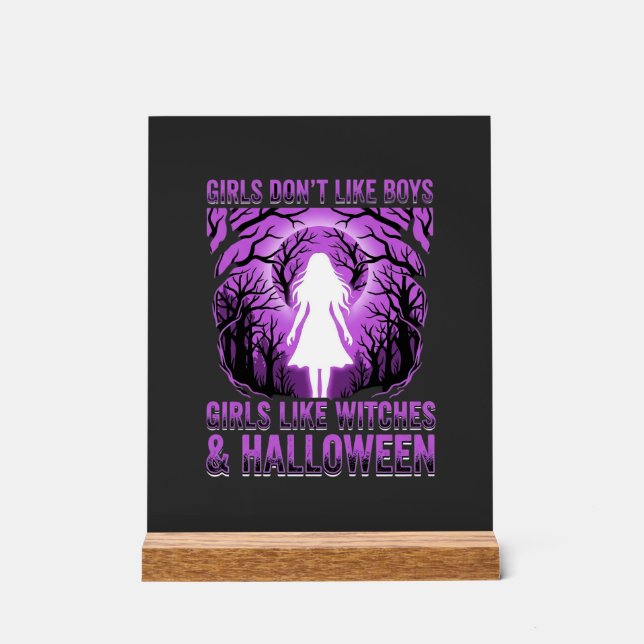 Panneau En Acrylique Conception de Halloween pour filles comme des sorc (Recto)