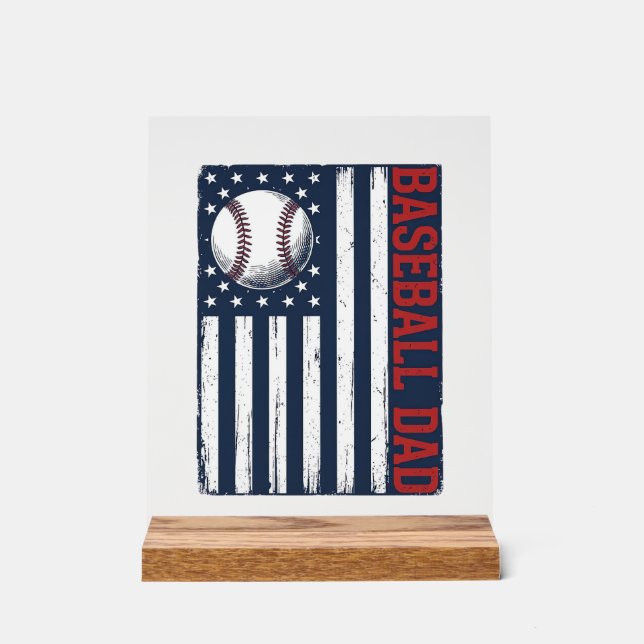 Panneau En Acrylique Conception de maillot de drapeau de papa de baseba (Recto)
