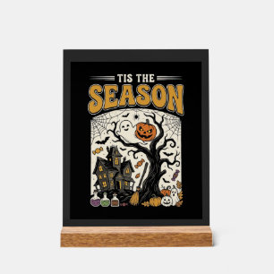 Panneau En Acrylique Conception de maison hantée Halloween c'est la sai
