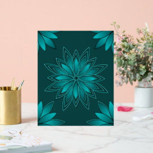 Panneau En Acrylique Conception de mandala à feuille de teal sur fond c