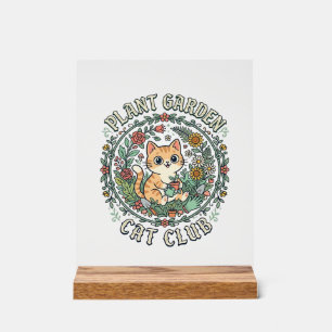 Panneau En Acrylique Conception de plante de jardin de chat drôle - Pla