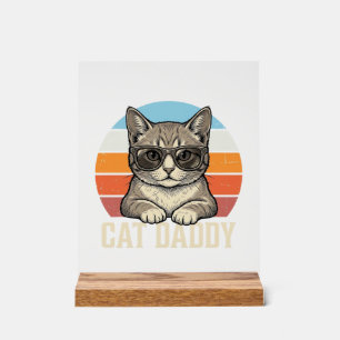 Panneau En Acrylique Conception de t-shirt chat cool Cat Daddy Vintage 