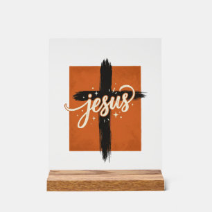 Panneau En Acrylique Conception de T-shirt chrétien Croix Jésus Vintage