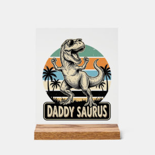 Panneau En Acrylique Conception de t-shirt de dinosaure rétro Papa Saur