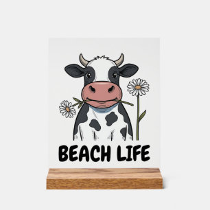 Panneau En Acrylique Conception de T-Shirt de gravure vintage de vache 