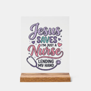 Panneau En Acrylique Conception de t-shirt Jésus Sauve l'infirmière Foi