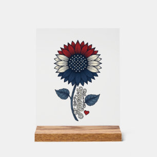 Panneau En Acrylique Conception de T-shirt patriotique Fleur de soleil 