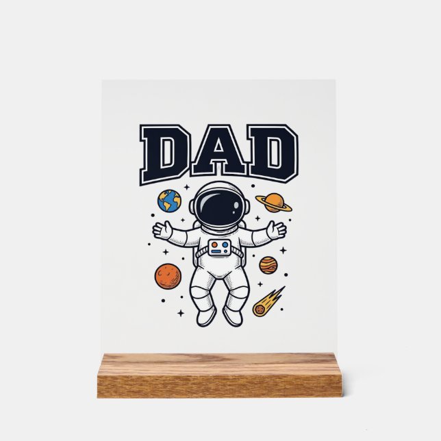 Panneau En Acrylique Conception de T-shirt Vector Space Astronaute Papa (Recto)