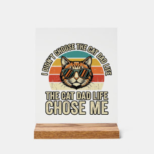 Panneau En Acrylique Conception de T-Shirt Vintage Cat Dad Life Chose M