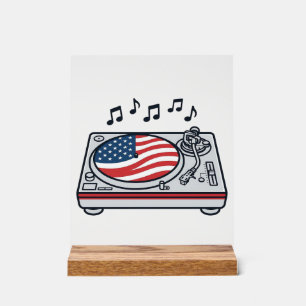 Panneau En Acrylique Conception de T-shirt vintage de musique de table