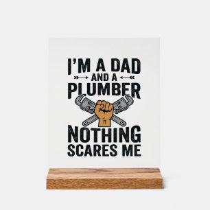 Panneau En Acrylique Conception de t-shirt vintage Papa Plombier Rien n