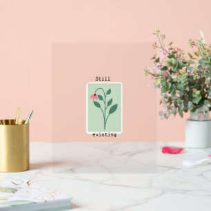 Panneau En Acrylique Conception de timbre de fleur minimaliste toujours