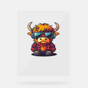 Panneau En Acrylique Conception de Tshirt Bubblegum Vache Highland Coqu