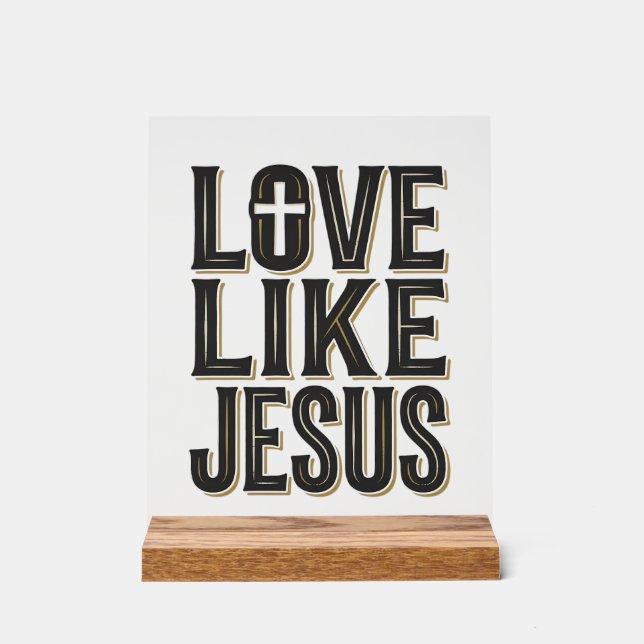 Panneau En Acrylique Conception de typographie chrétienne Amour comme J (Recto)