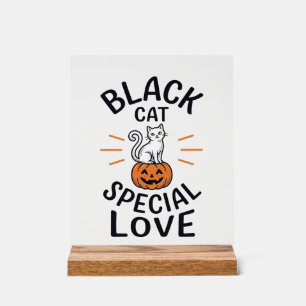 Panneau En Acrylique Conception de vecteur de chat noir spécial amour H
