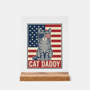 Panneau En Acrylique Conception de vecteur de chat patriotique Cat Dadd