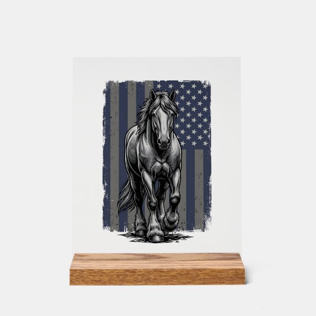 Panneau En Acrylique Conception de vecteur de drapeau de cheval de trai (Recto)