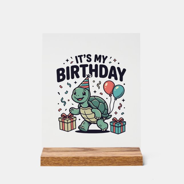Panneau En Acrylique Conception de vecteur de fête de tortue d'annivers (Recto)