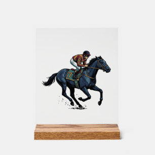 Panneau En Acrylique Conception de vecteur de jockey de course de cheva