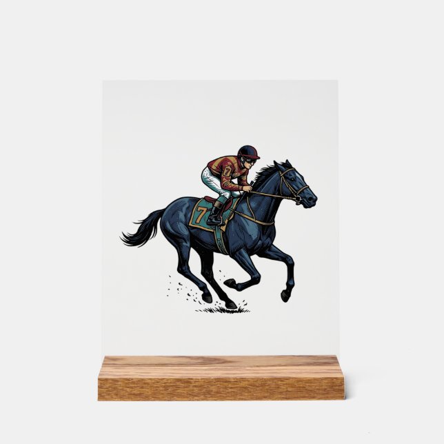 Panneau En Acrylique Conception de vecteur de jockey de course de cheva (Recto)