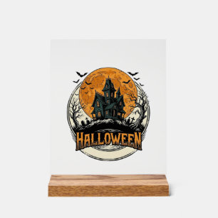 Panneau En Acrylique Conception de vecteur de maison hantée Halloween v