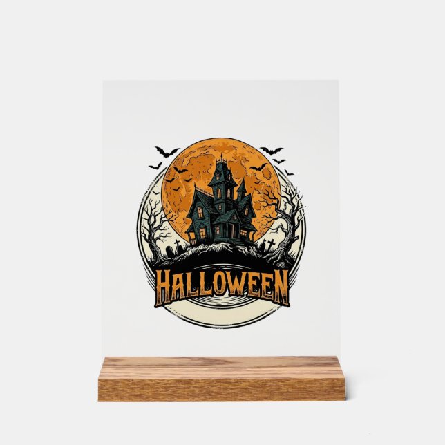 Panneau En Acrylique Conception de vecteur de maison hantée Halloween v (Recto)
