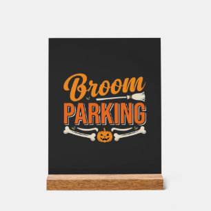 Panneau En Acrylique Conception de vecteur de parking balai Halloween_1