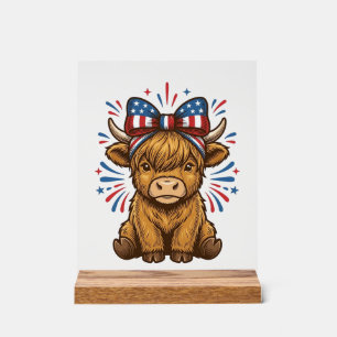 Panneau En Acrylique Conception de vecteur de vache Highland patriotiqu