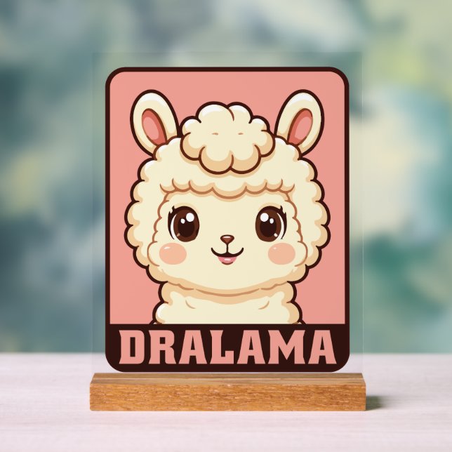 Panneau En Acrylique Conception d'illustration de lama mignon (Neutre)