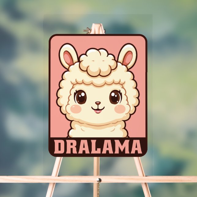 Panneau En Acrylique Conception d'illustration de lama mignon (Neutre)