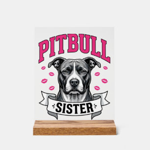 Panneau En Acrylique Conception vectorielle de sœur Pitbull amateur de
